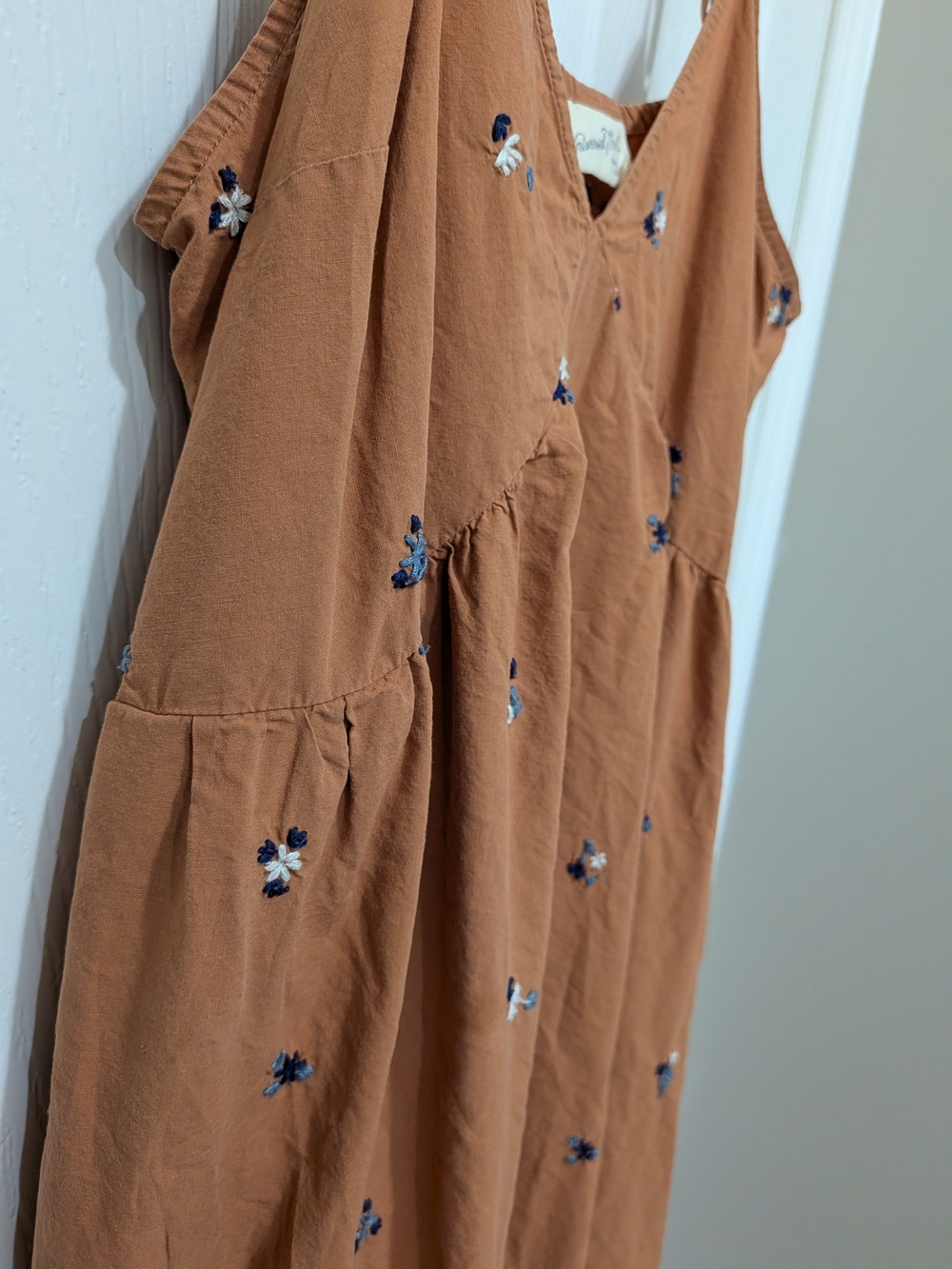 Universal Thread Rust-Brown Embroidered Spaghetti Strap Maxi Dress - Picture 2 of 5